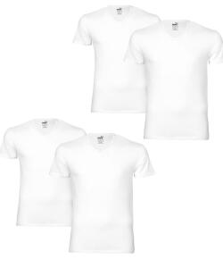 Puma 4er Pack V-Neck T-Shirt weiß