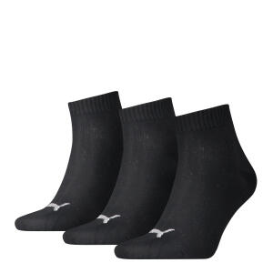 Puma 3 Paar Quarter Socken Unisex schwarz