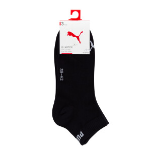 Puma 3 Paar Quarter Socken Unisex schwarz