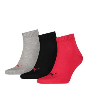 Puma 3 Paar Quarter Socken Unisex black red 232