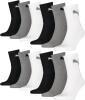 PUMA Unisex Short Crew Socken Basic Sportsocken 12er Pack, Größe:39-42, Farbe:Grey/White/Black (882)