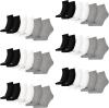 PUMA 18 Paar Unisex Quarter Socken Sneaker Gr. 35-49 für Damen Herren Füßlinge, Farbe:882 - grey/white/black, Socken & Strümpfe:39-42