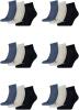 PUMA 18 Paar Unisex Quarter Socken Sneaker Gr. 35-49 für Damen Herren Füßlinge, Farbe:532 - navy/grey/nightshadow b, Socken & Strümpfe:35-38