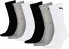 PUMA Unisex Sportsocken Cush Crew 6er Pack, mehrfarbig (Grey/White/Black), Gr. 43-46