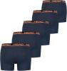 HEAD Herren 881500001 Boxershorts, 5er Pack, Peacoat/Orange, L