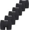 Levi’s Einfarbige Basic-Boxerslips, atmungsaktive Herrenunterwäsche aus Bio-Baumwolle mit elastischem Bund und doppelter Einlage, keine hochrutschenden Beinöffnungen, 6er-Pack, Schwarz, XXL