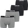 4 er Pack Levis Boxer Brief Boxershorts Men Herren Unterhose Pant Unterwäsche, Farbe:Black/Grey Melange, Bekleidungsgröße:XL