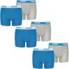 PUMA 6 er Pack Boxer Boxershorts Jungen Kinder Unterhose Unterwäsche, Farbe:417 - Blue/Grey, Bekleidung:128