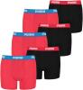 PUMA 4 er Pack Boxer Boxershorts Jungen Kinder Unterhose Unterwäsche, Farbe:786 - Red/Black, Bekleidung:128