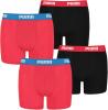PUMA 4 er Pack Boxer Boxershorts Jungen Kinder Unterhose Unterwäsche, Farbe:786 - Red/Black, Bekleidung:140