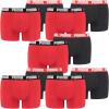 PUMA 10 er Pack Boxer Boxershorts Men Herren Unterhose Pant Unterwäsche, Farbe:786 - Red/Black, Bekleidungsgröße:M