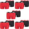 PUMA 10 er Pack Boxer Boxershorts Men Herren Unterhose Pant Unterwäsche, Farbe:786 - Red/Black, Bekleidungsgröße:XL