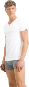 PUMA Herren Basic Shirts V-Neck T-Shirts 100000890 4er Pack, Farbe:Weiß, Menge:4er Pack (2X 2er), Größe:M, Artikel:V-Neck -002 White
