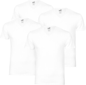Puma Herren 4er Pack T-Shirt V-Neck Kurzarm Einfarbig...