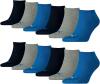 PUMA 12 Paar Sneaker Invisible Socken Gr. 35-49 Unisex für Damen Herren Füßlinge, Farbe:277 - blue/grey mélange, Socken & Strümpfe:39-42