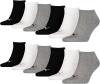 PUMA 12 Paar Sneaker Invisible Socken Gr. 35-49 Unisex für Damen Herren Füßlinge, Farbe:882 - grey/white/black, Socken & Strümpfe:47-49