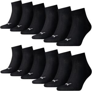 Puma Herren Quarters Sportsocken 12er Pack, Schwarz, 47-49