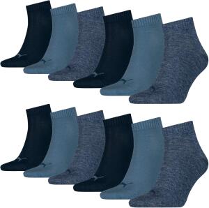 PUMA 12 Paar Unisex Quarter Socken Sneaker Gr. 35-49...