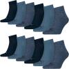 PUMA 12 Paar Unisex Quarter Socken Sneaker Gr. 35-49 für Damen Herren Füßlinge, Socken & Strümpfe:35-38, Farbe:460 denim blue