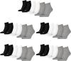 PUMA 15 Paar Unisex Quarter Socken Sneaker Gr. 35-49 für Damen Herren Füßlinge, Farbe:882 - grey/white/black, Socken & Strümpfe:39-42
