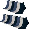 PUMA 15 Paar Unisex Quarter Socken Sneaker Gr. 35-49 für Damen Herren Füßlinge, Farbe:532 - navy/grey/nightshadow b, Socken & Strümpfe:43-46