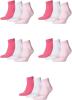 PUMA 15 Paar Unisex Quarter Socken Sneaker Gr. 35-49 für Damen Herren Füßlinge, Farbe:422 - pink lady, Socken & Strümpfe:39-42