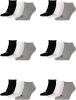 PUMA 18 Paar Sneaker Invisible Socken Gr. 35-49 Unisex für Damen Herren Füßlinge, Farbe:882 - grey/white/black, Socken & Strümpfe:35-38