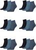 PUMA 18 Paar Unisex Quarter Socken Sneaker Gr. 35-49 für Damen Herren Füßlinge, Farbe:460 denim blue, Socken & Strümpfe:35-38