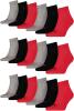 PUMA 18 Paar Unisex Quarter Socken Sneaker Gr. 35-49 für Damen Herren Füßlinge, Farbe:232 - black/red, Socken & Strümpfe:39-42