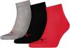PUMA Unisex Plain 3p Quarter Socken, Schwarz Rot, 35-38 EU