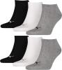PUMA Unisex Sneaker Sport Socken Sportsocken Füsslinge 251025 im 6er Pack (schwarz/weiß/grau, 43-46)