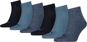 Unisex Quarters Socken Sportsocken 6er Pack (Denim Blue,...