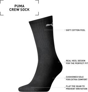 Puma Unisex Crew Socks, Black, 43/46 Pack of 5