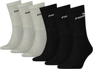 Puma Herren, Sportsocken, Puma Chaussettes multisport Homme Lot de 6 Paires, GR. 43 (Herstellergröße: 43-46 EU), Schwarz (black/grey)